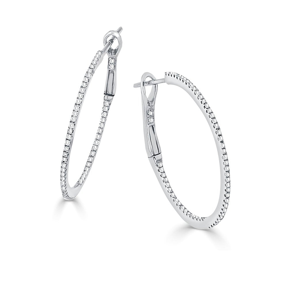 Diamond Skinny Hoop Earrings