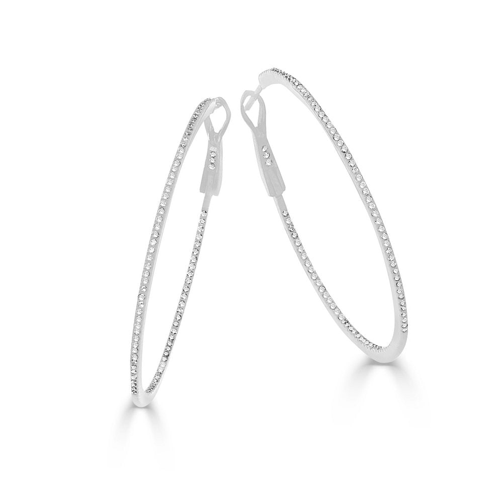 Diamond Skinny Hoop Earrings