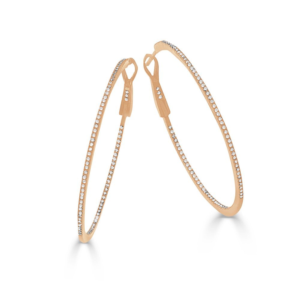Diamond Skinny Hoop Earrings