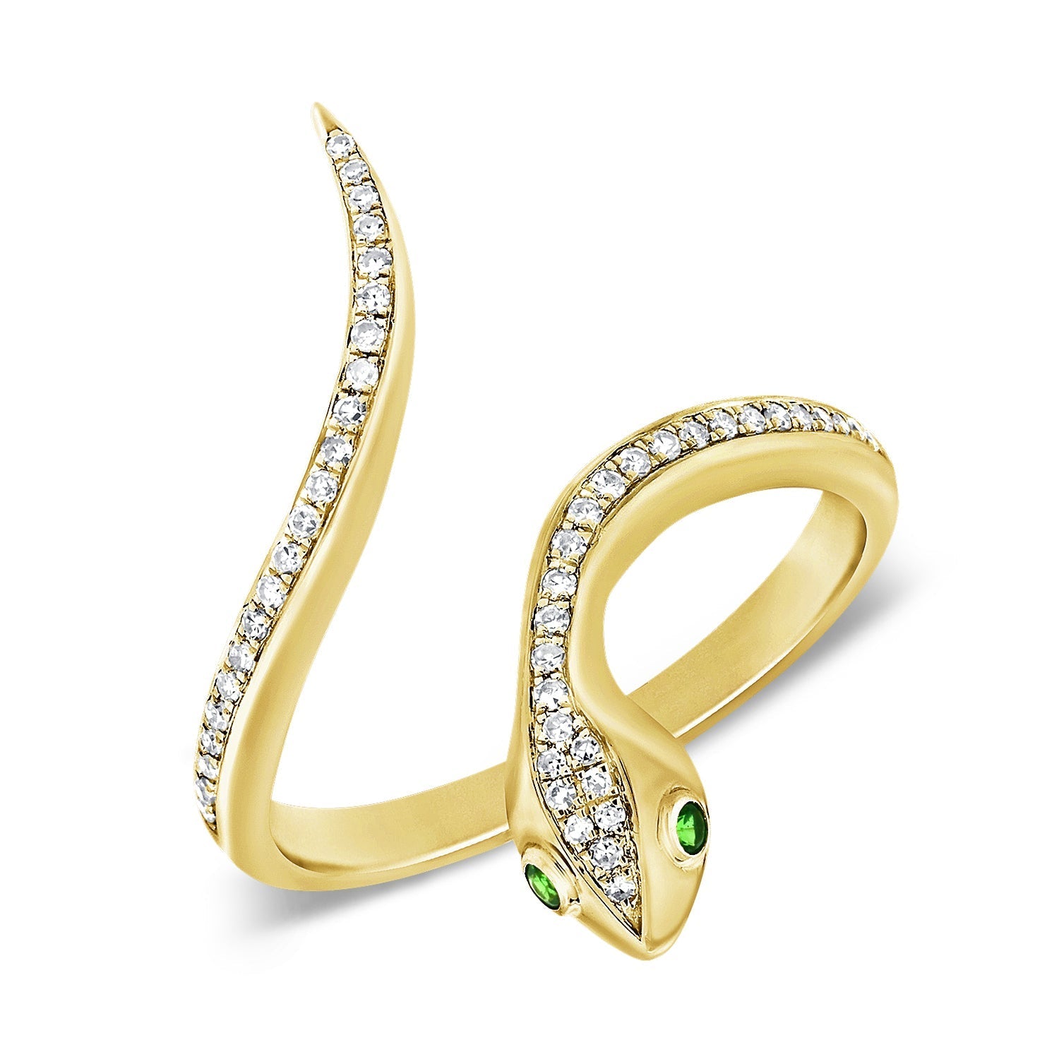 Diamond Tsavorite Snake Wrap Ring