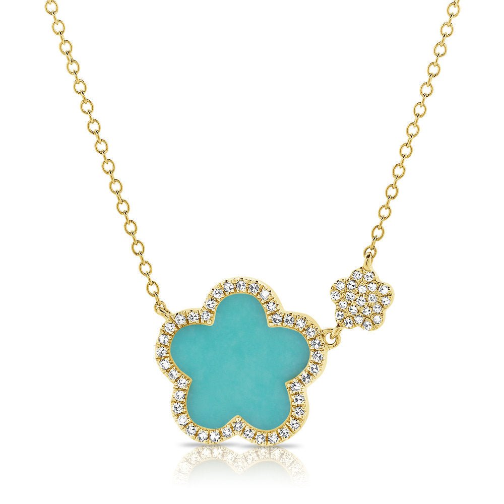Diamond Turquoise Clover Necklace