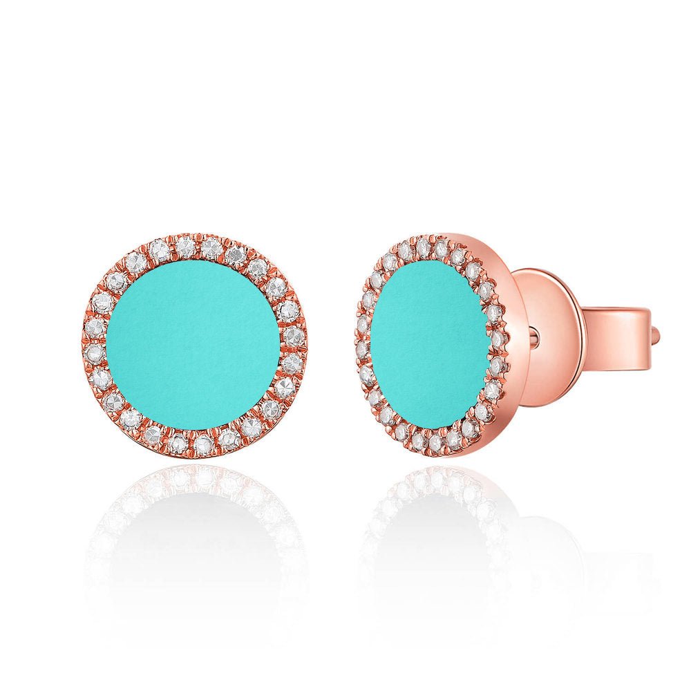 Diamond Turquoise Stud Earrings