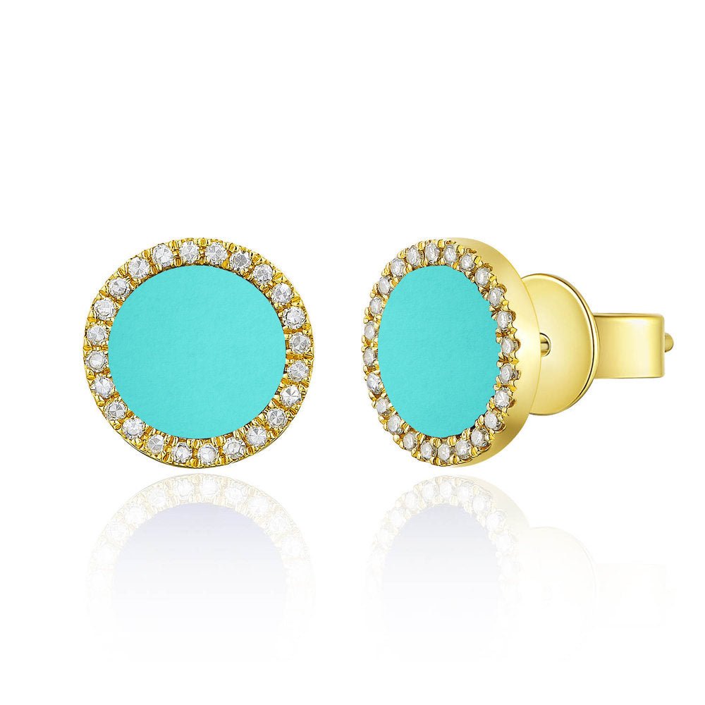 Diamond Turquoise Stud Earrings