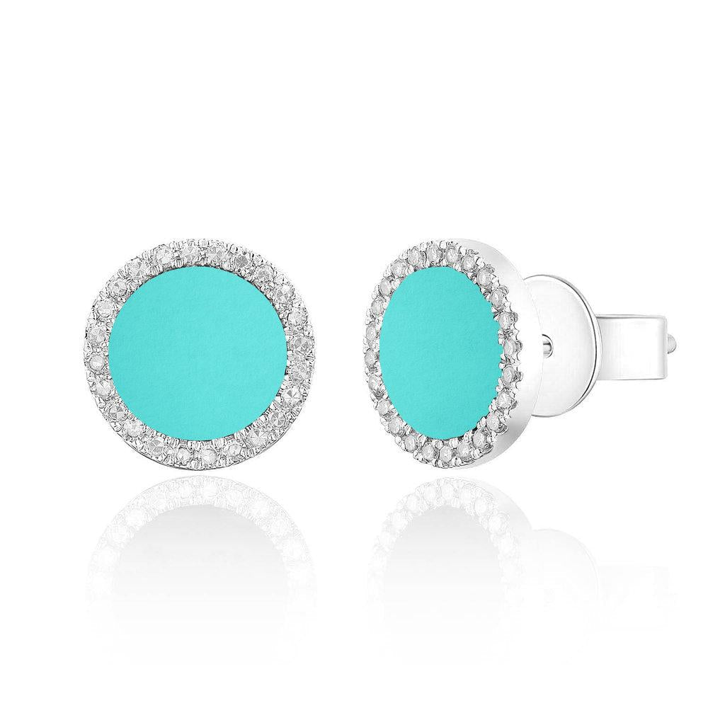 Diamond Turquoise Stud Earrings