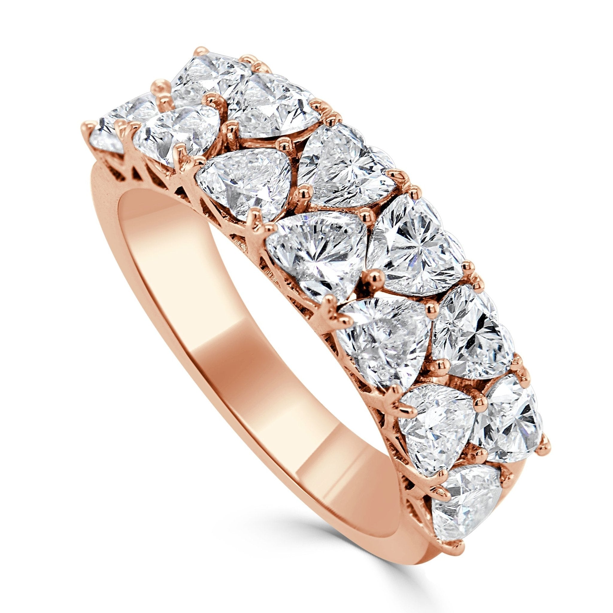Double Row Heart Diamond Ring