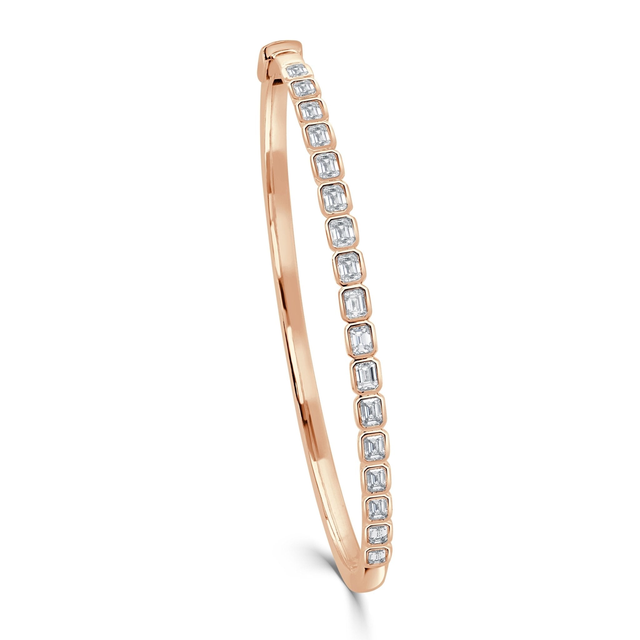 Emerald - Cut Diamond Bezel Set Bangle