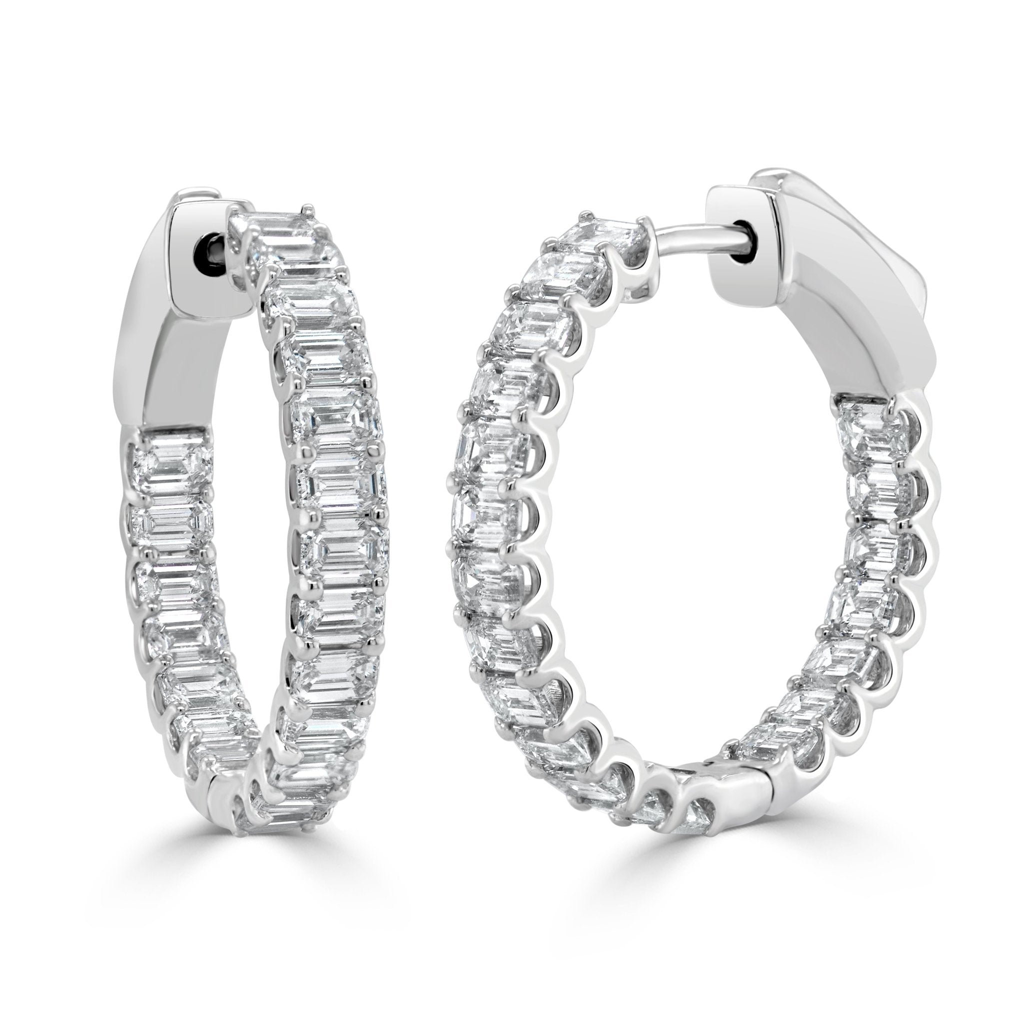 Emerald - Cut Diamond Inside - Out Hoop Earrings