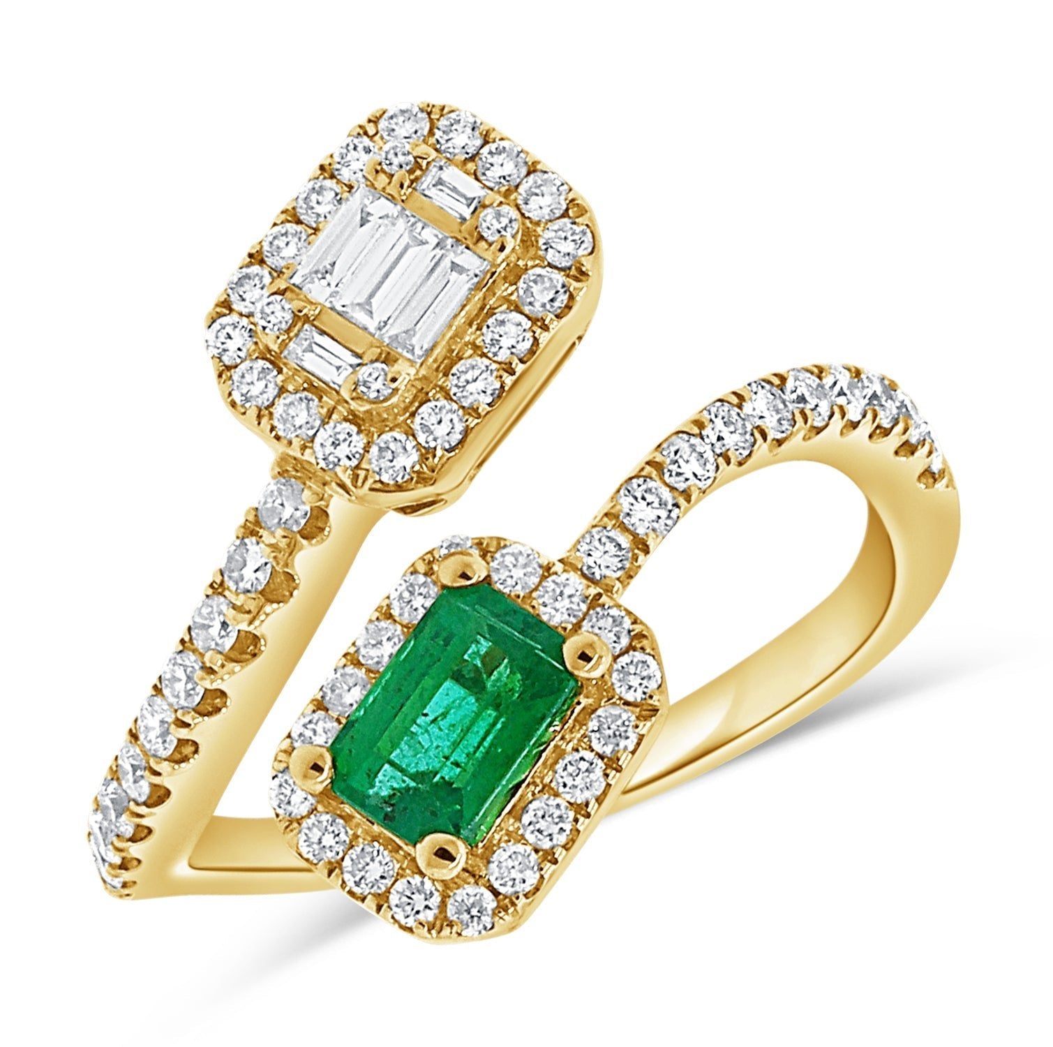 Emerald Diamond Bypass Ring