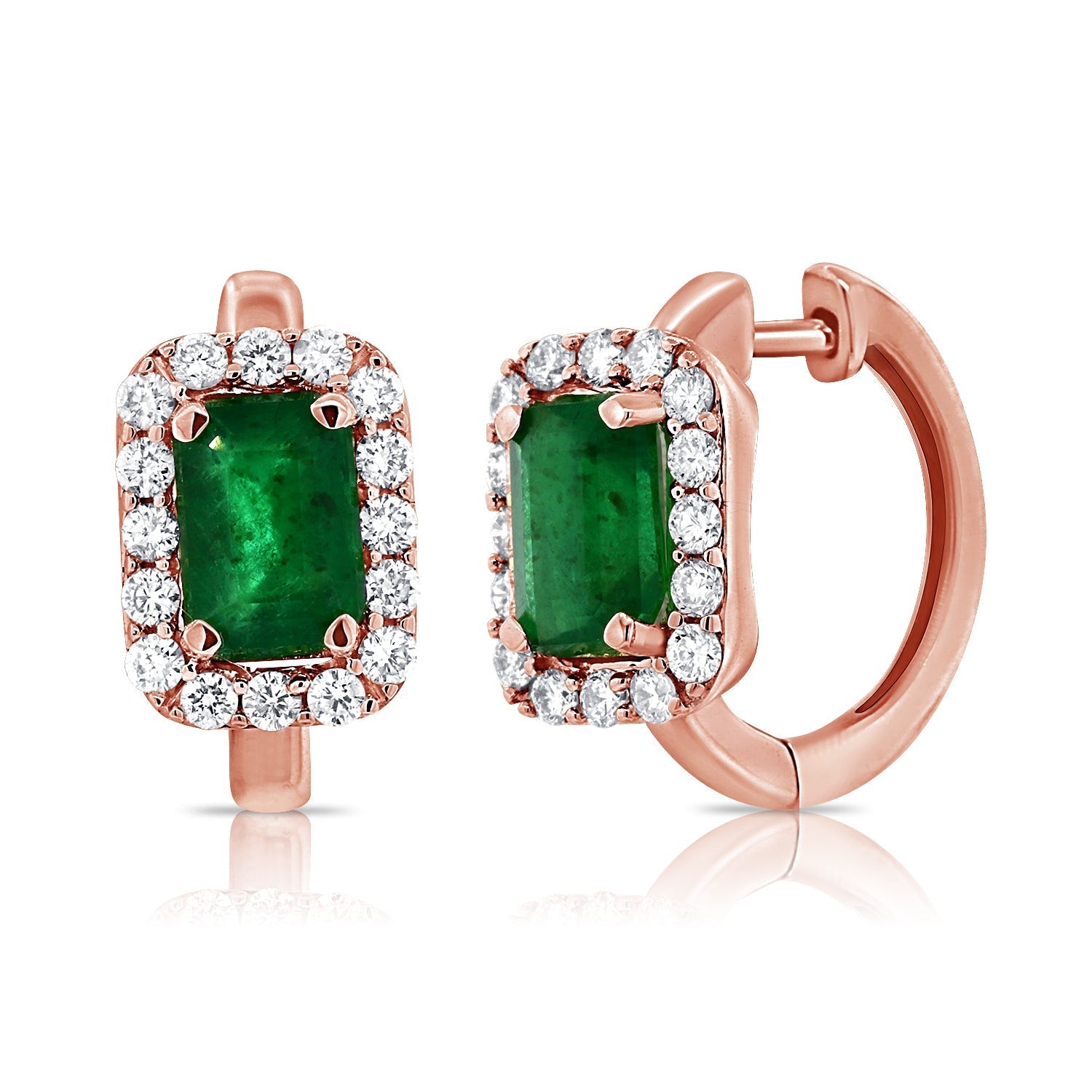 Emerald Diamond Huggie Earrings