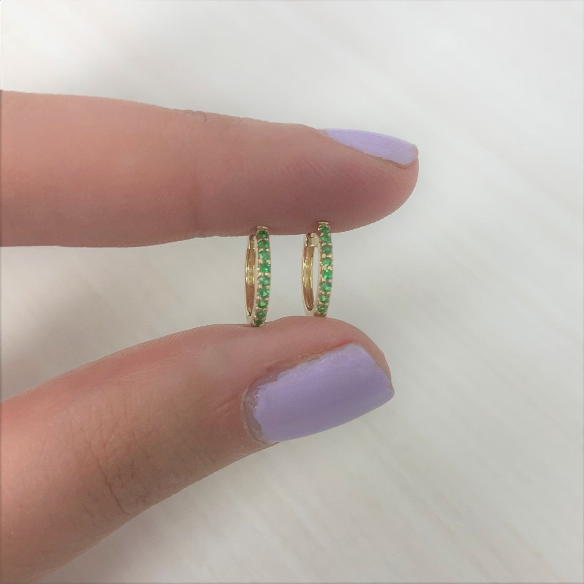 Emerald Huggie Earrings