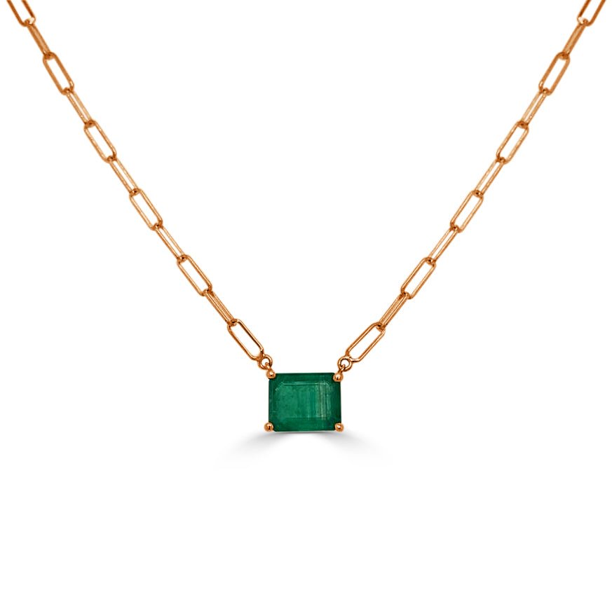 Emerald Paperclip Link Necklace
