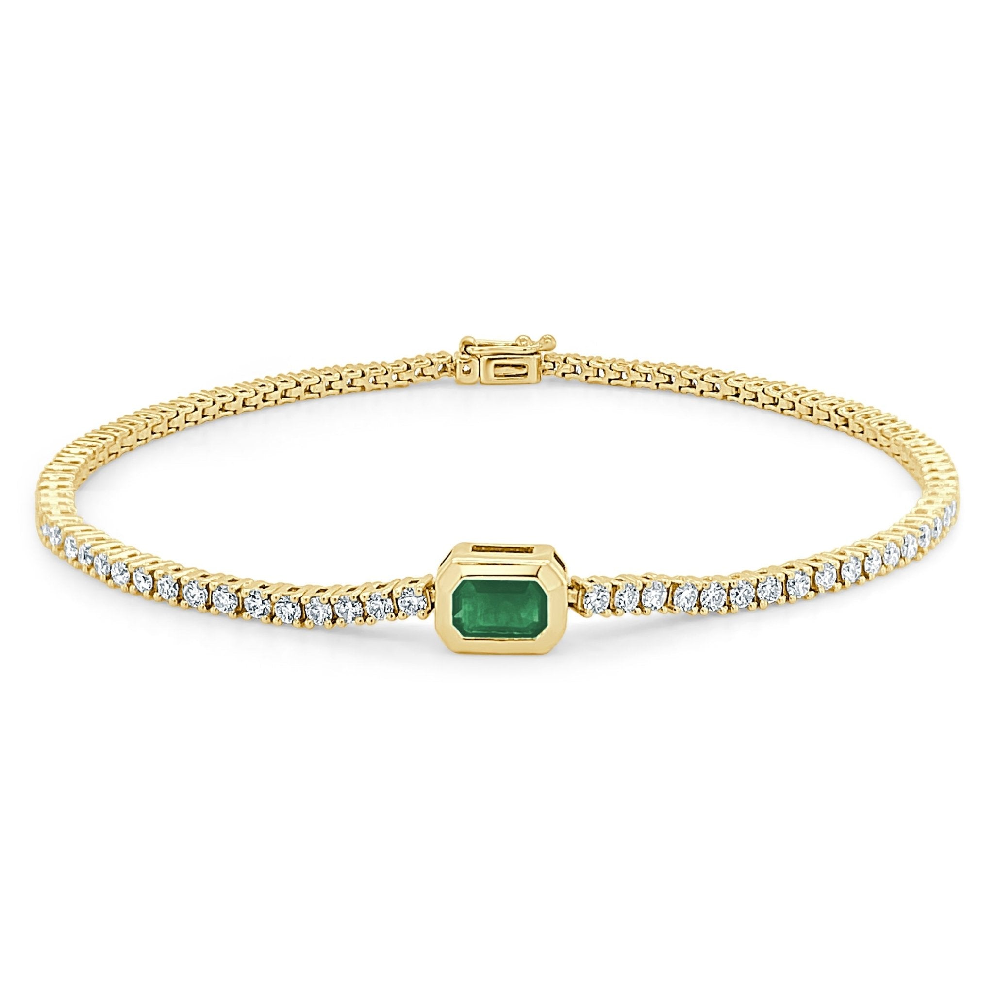Green Emerald Diamond Tennis Bracelet