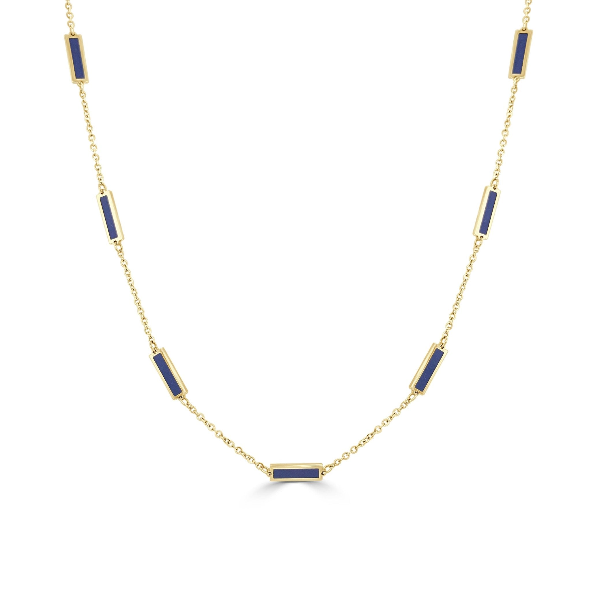 Lapis Station Bar Necklace
