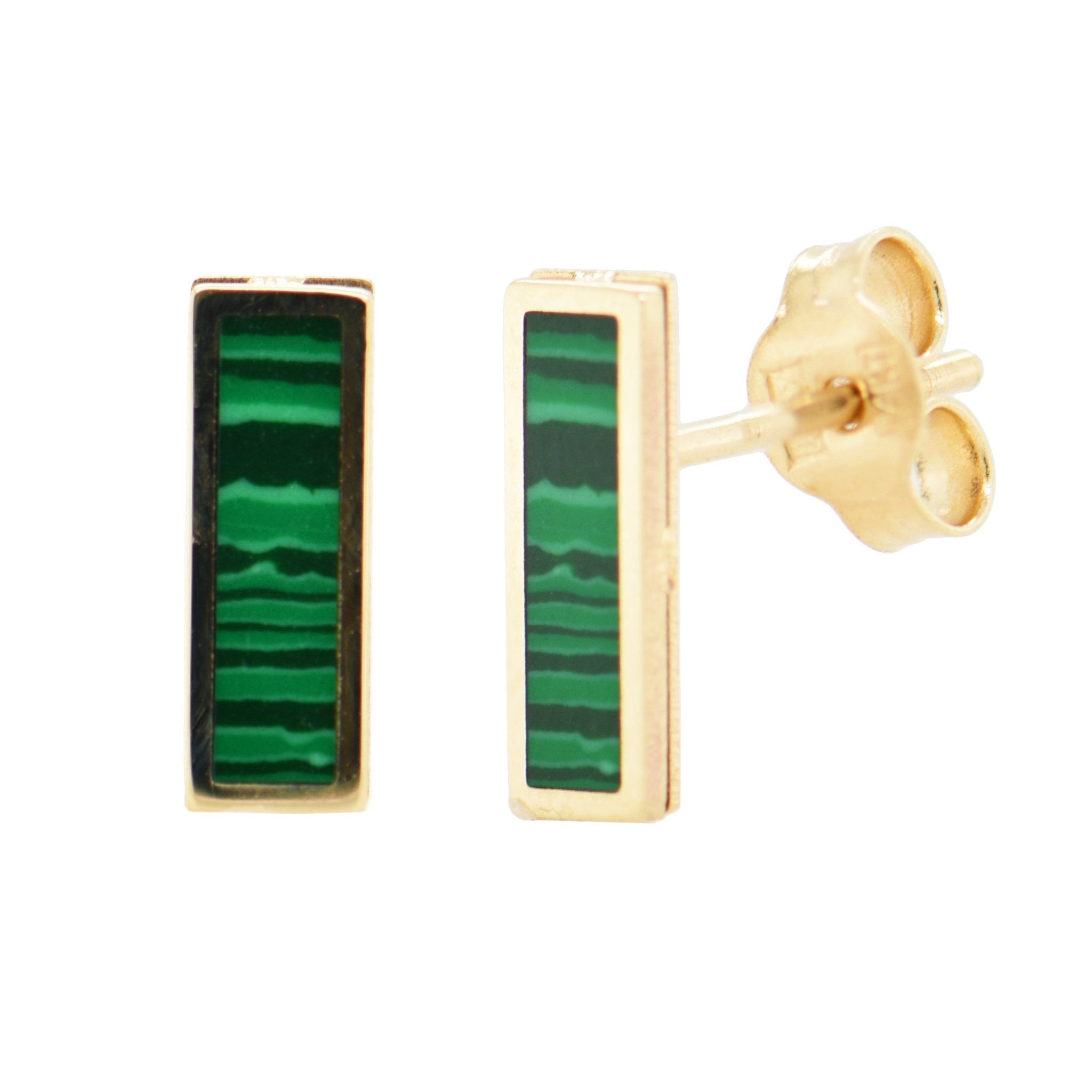 Malachite Bar Stud Earrings