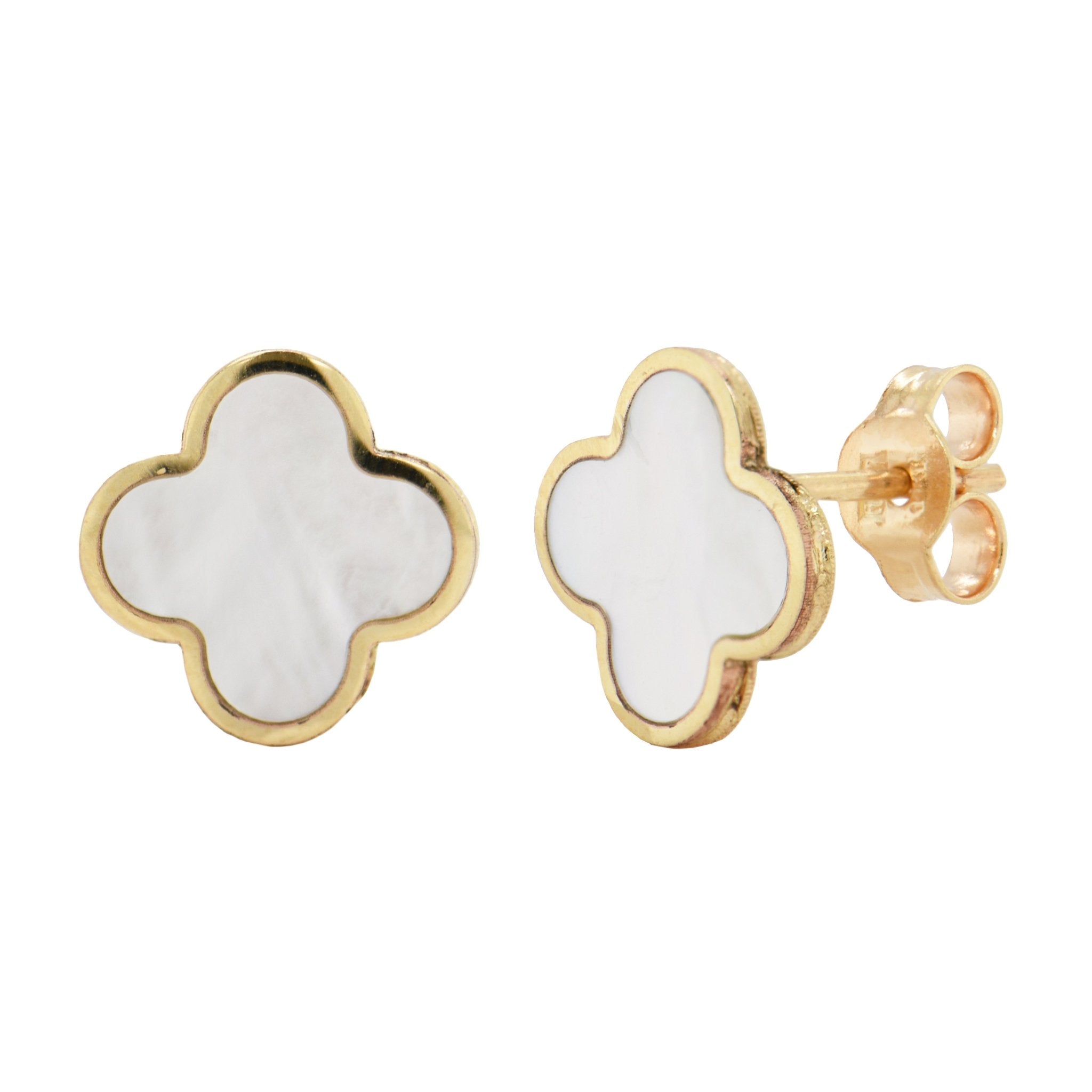 Mother of Pearl Clover Stud Earrings