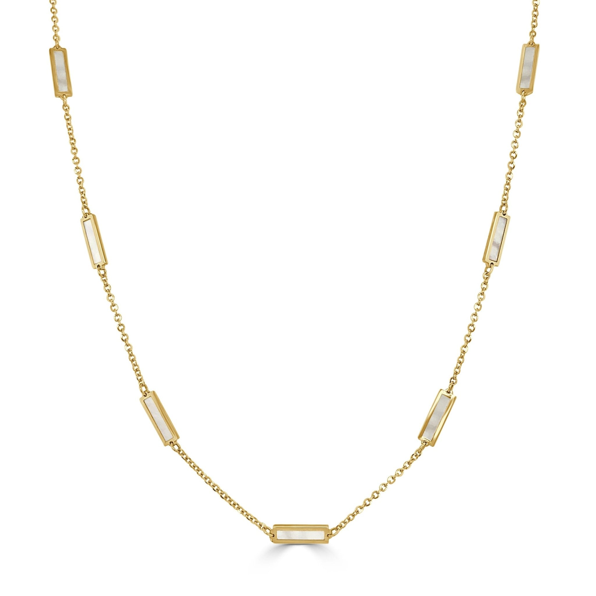 Mother of Pearl Station Bar Necklace
