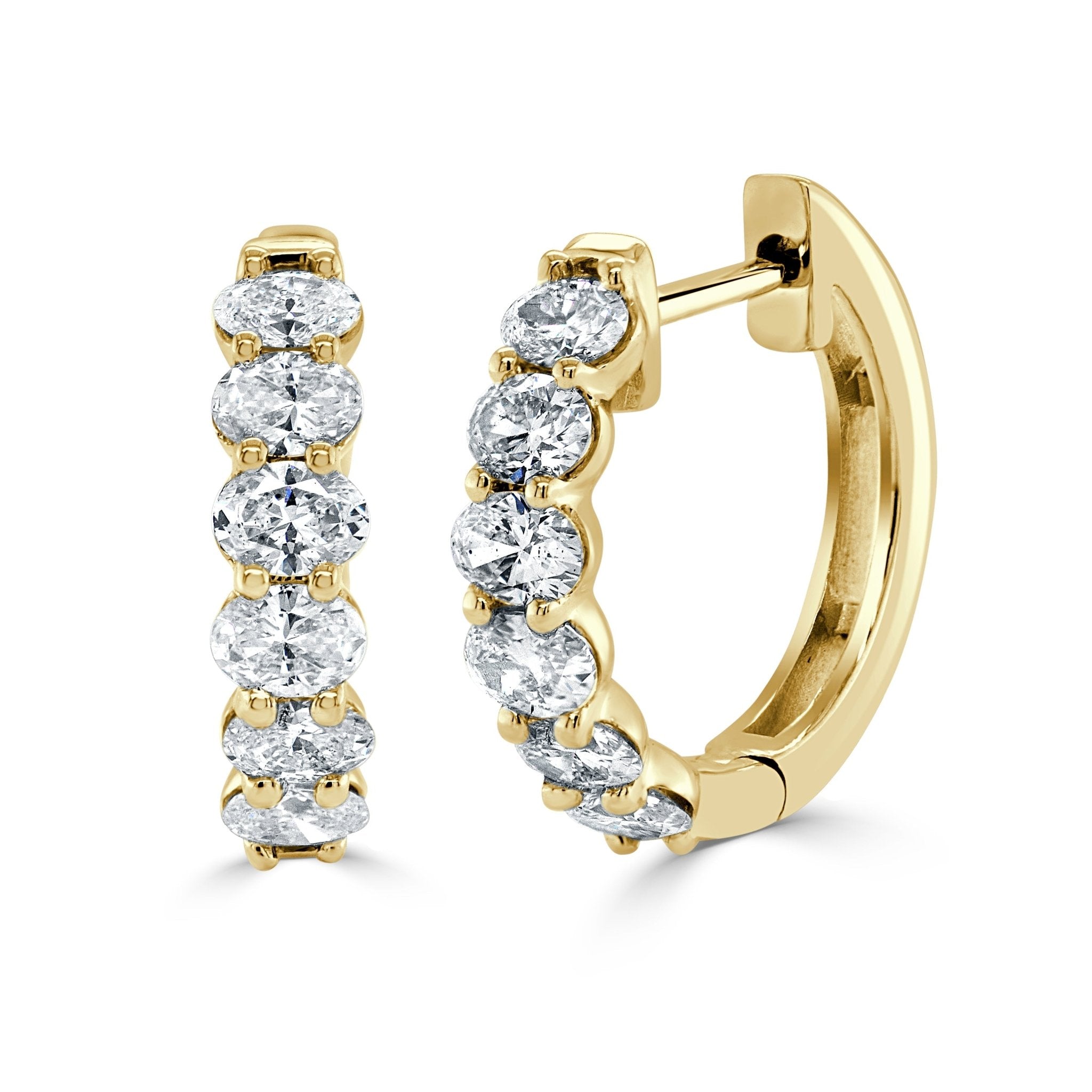 Oval - Cut Diamond Huggie Earrings