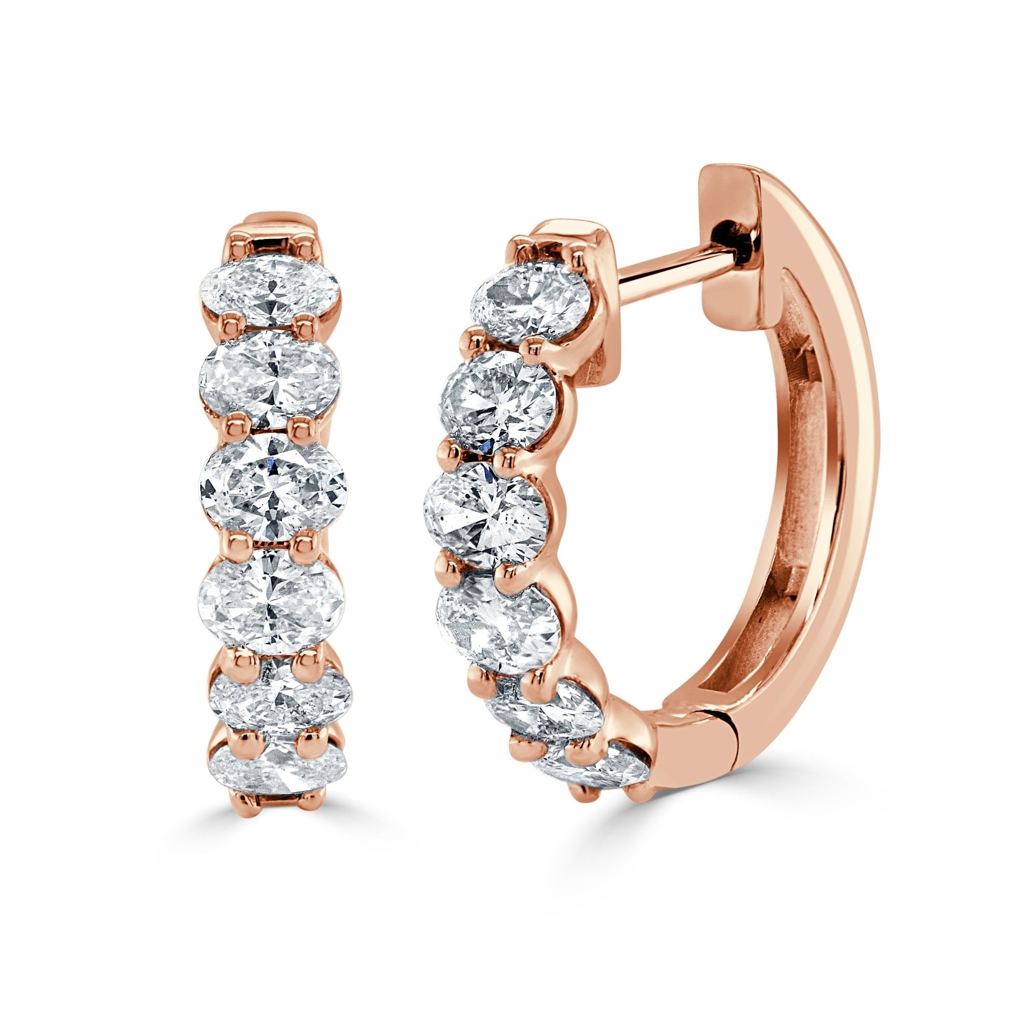 Oval - Cut Diamond Huggie Earrings