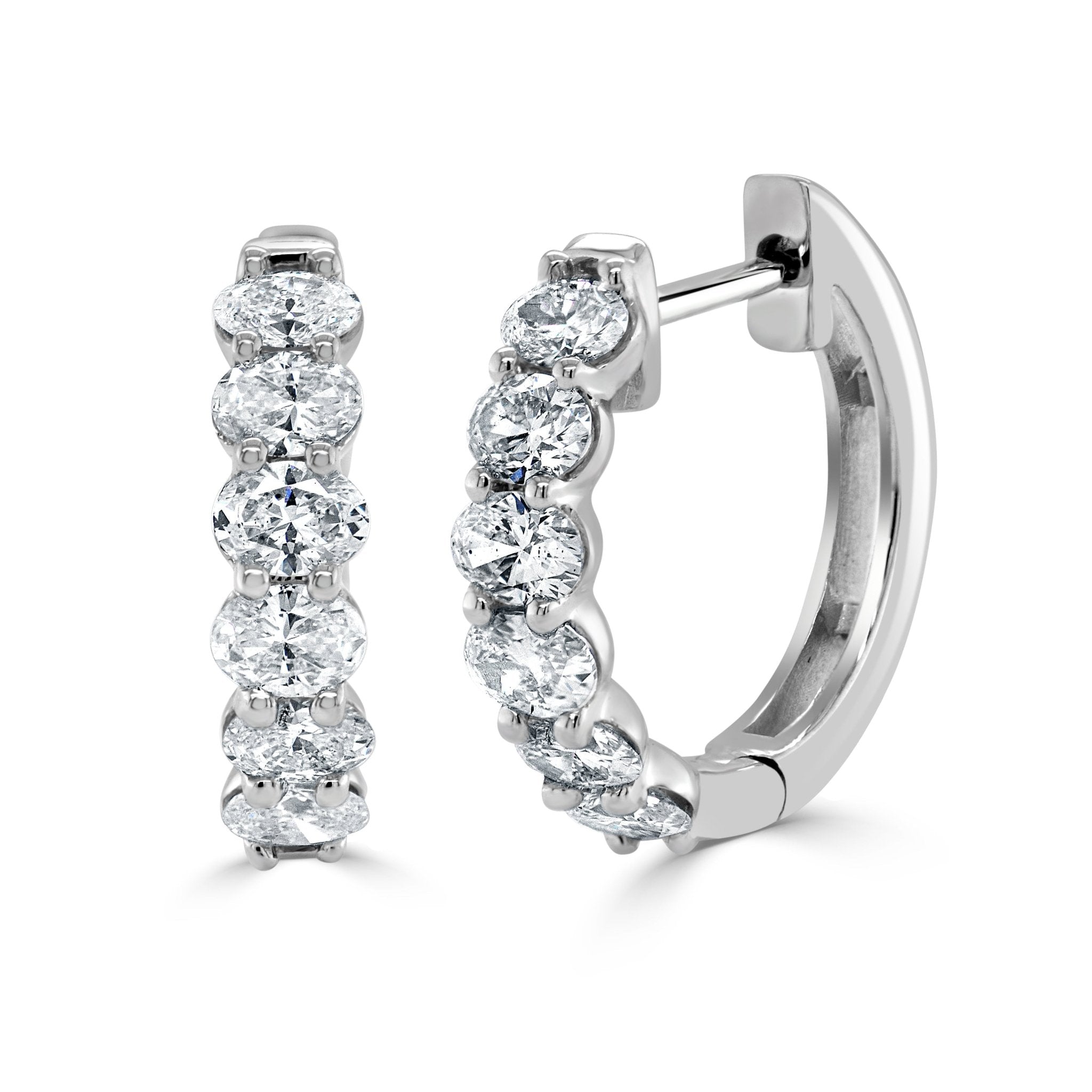Oval - Cut Diamond Huggie Earrings