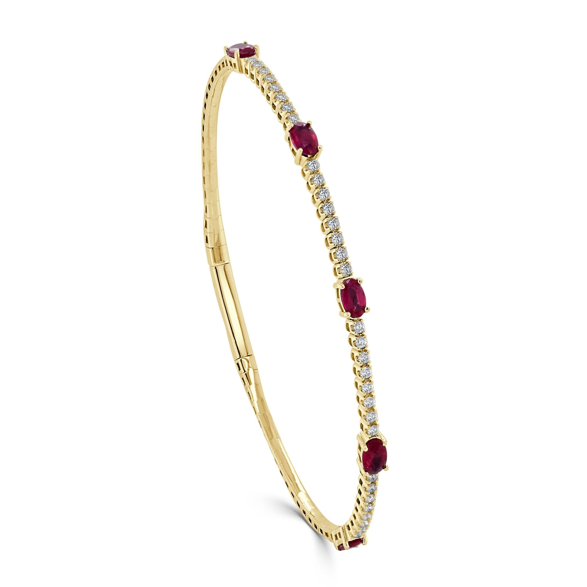 Oval Ruby Station Diamond Flexible Bangle