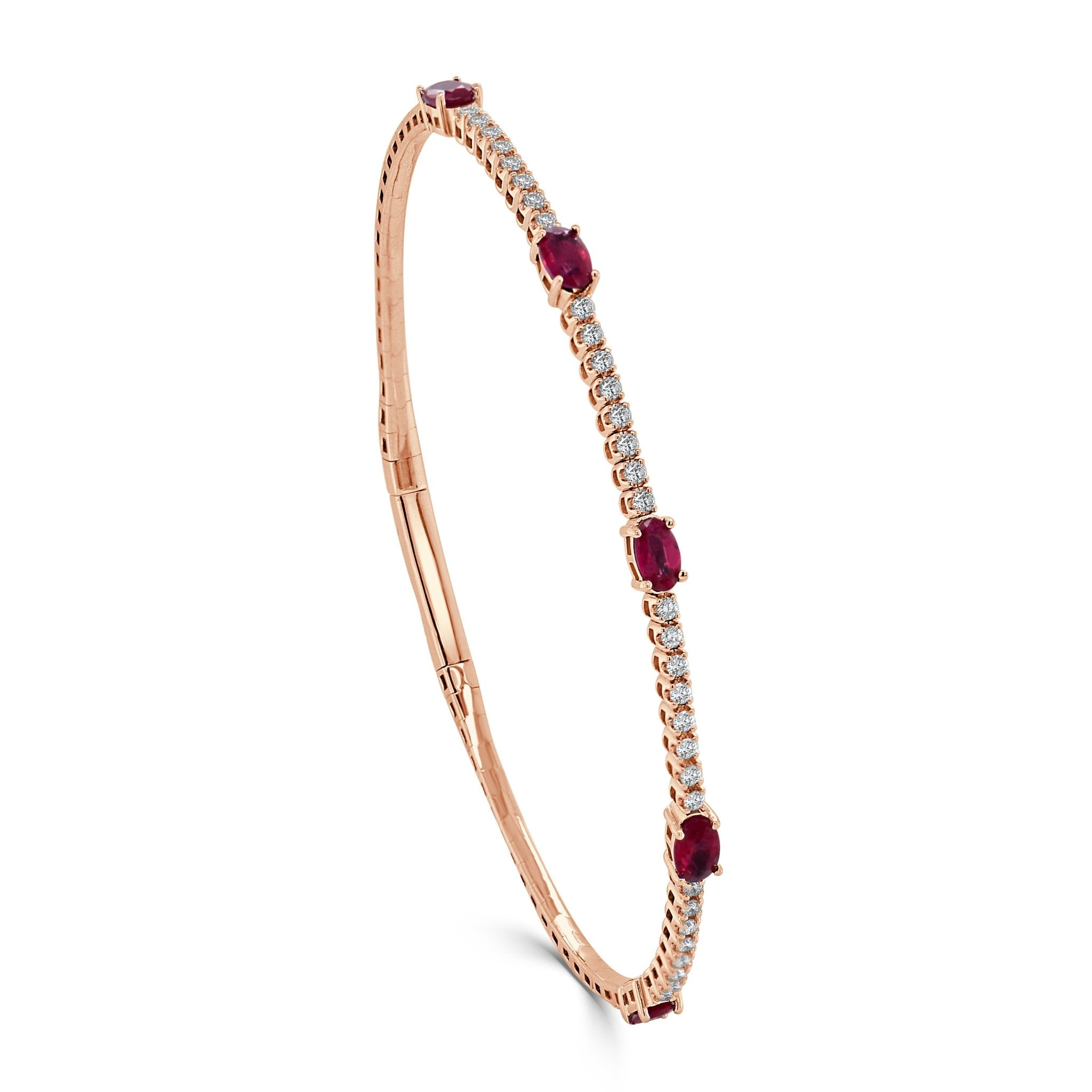 Oval Ruby Station Diamond Flexible Bangle