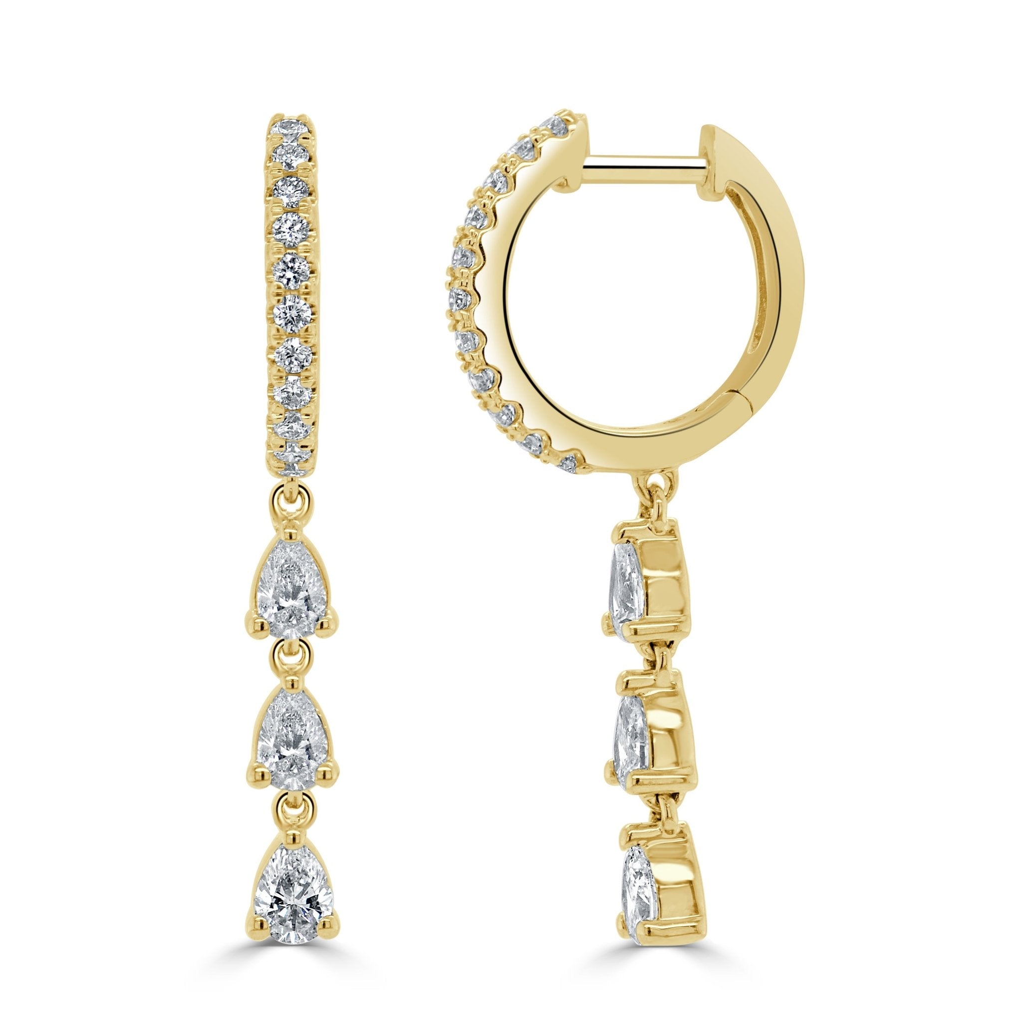 Pear - Shape Diamond Drop Huggie Earrings