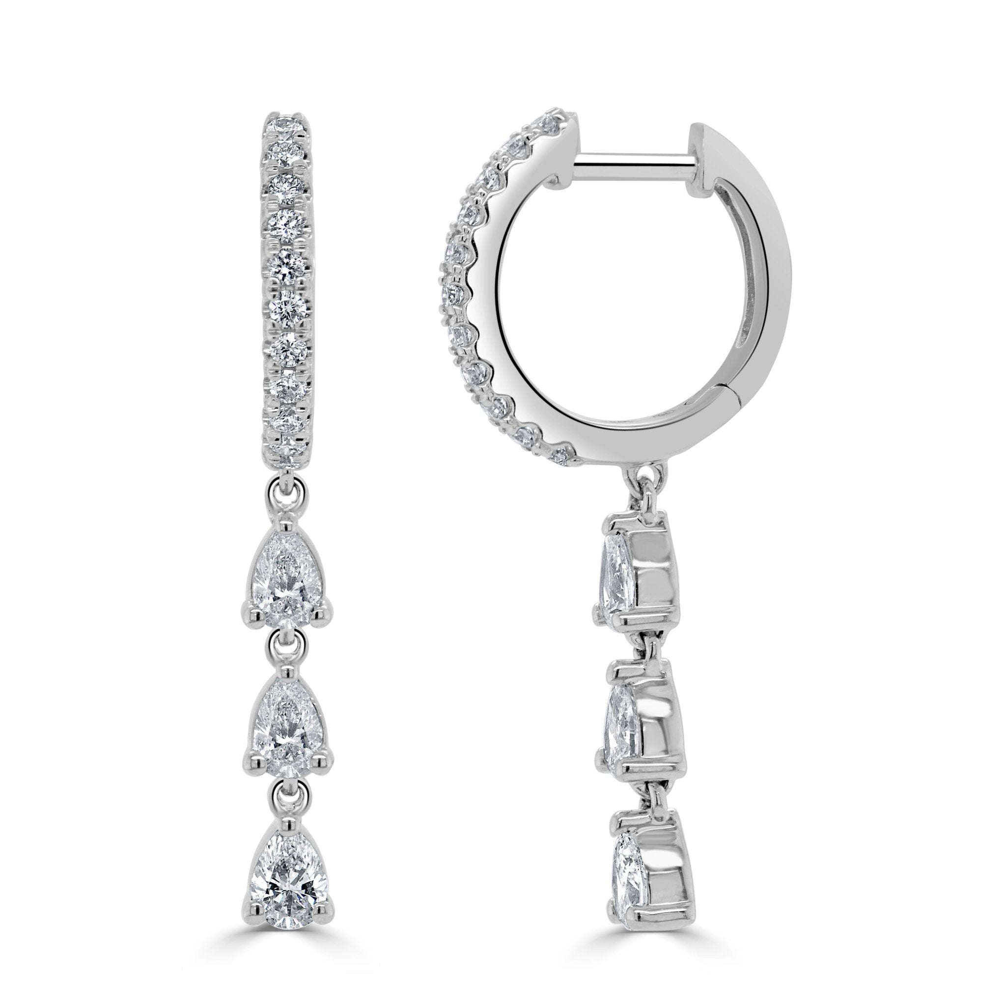 Pear - Shape Diamond Drop Huggie Earrings