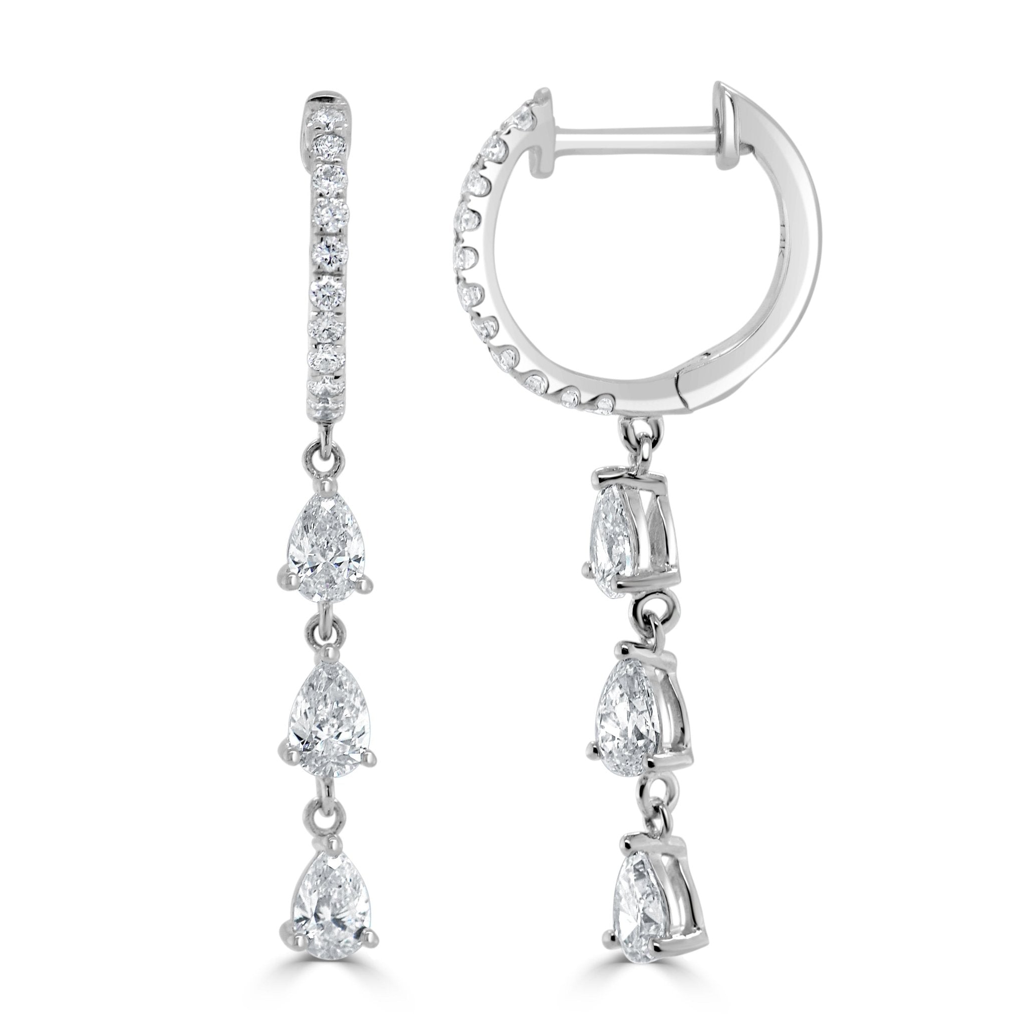 Pear - Shape Diamond Huggie Earrings