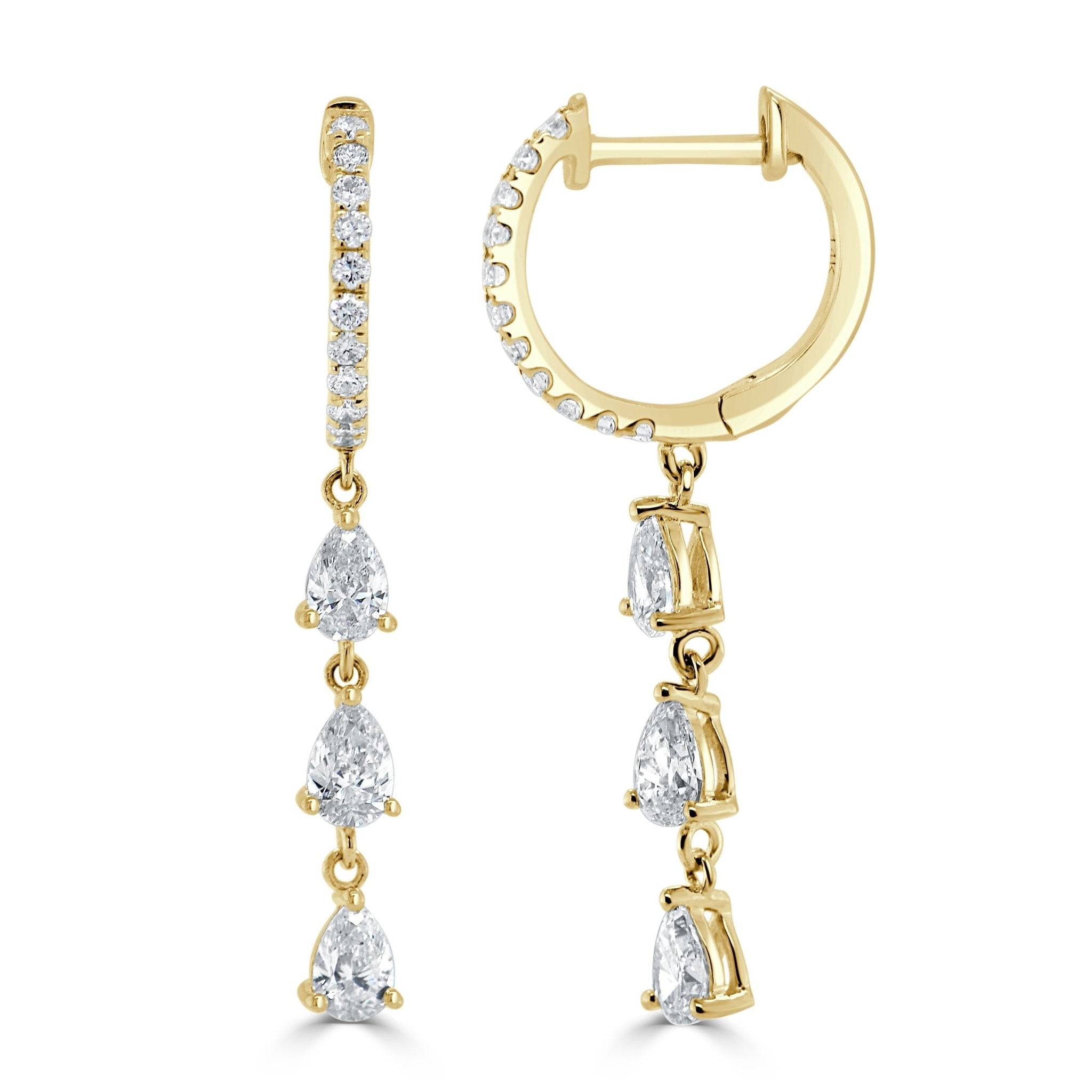 Pear - Shape Diamond Huggie Earrings