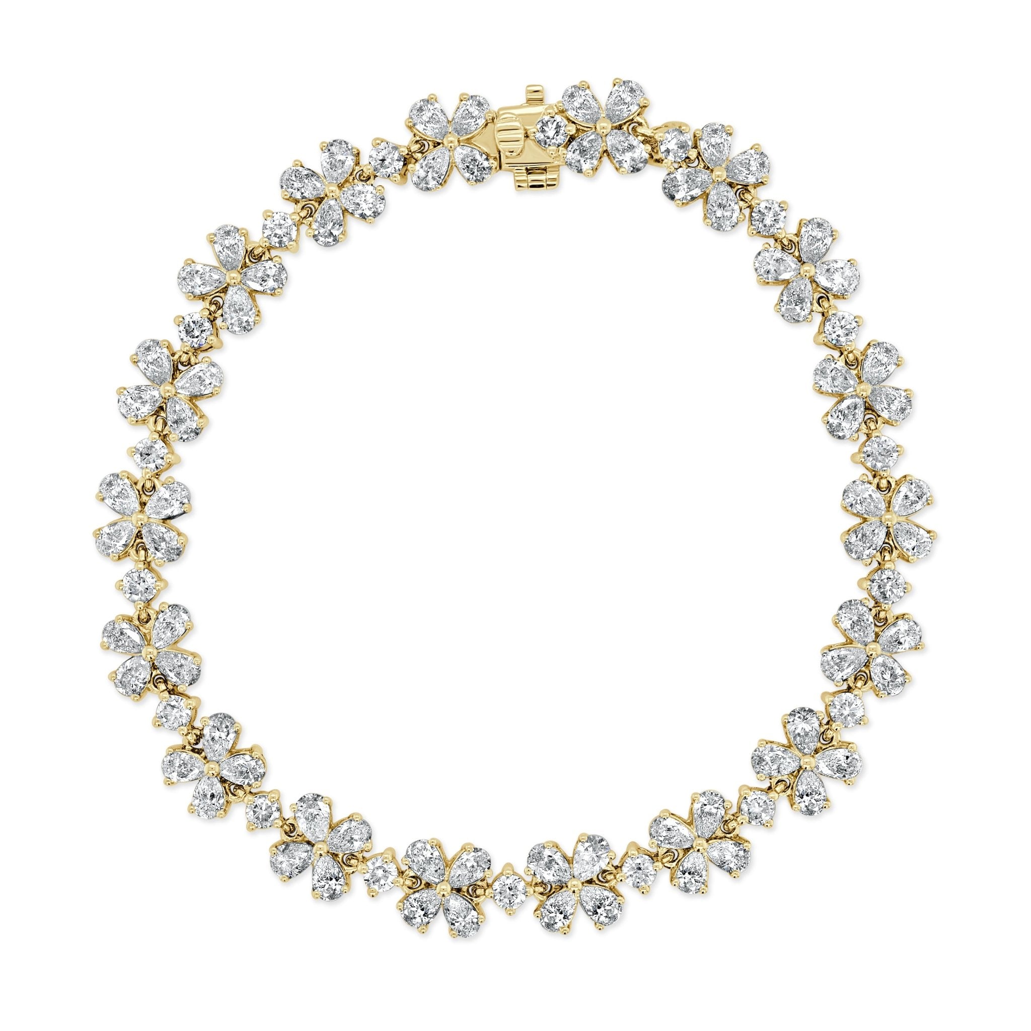 Pear - Shaped Diamond Flower Bracelet