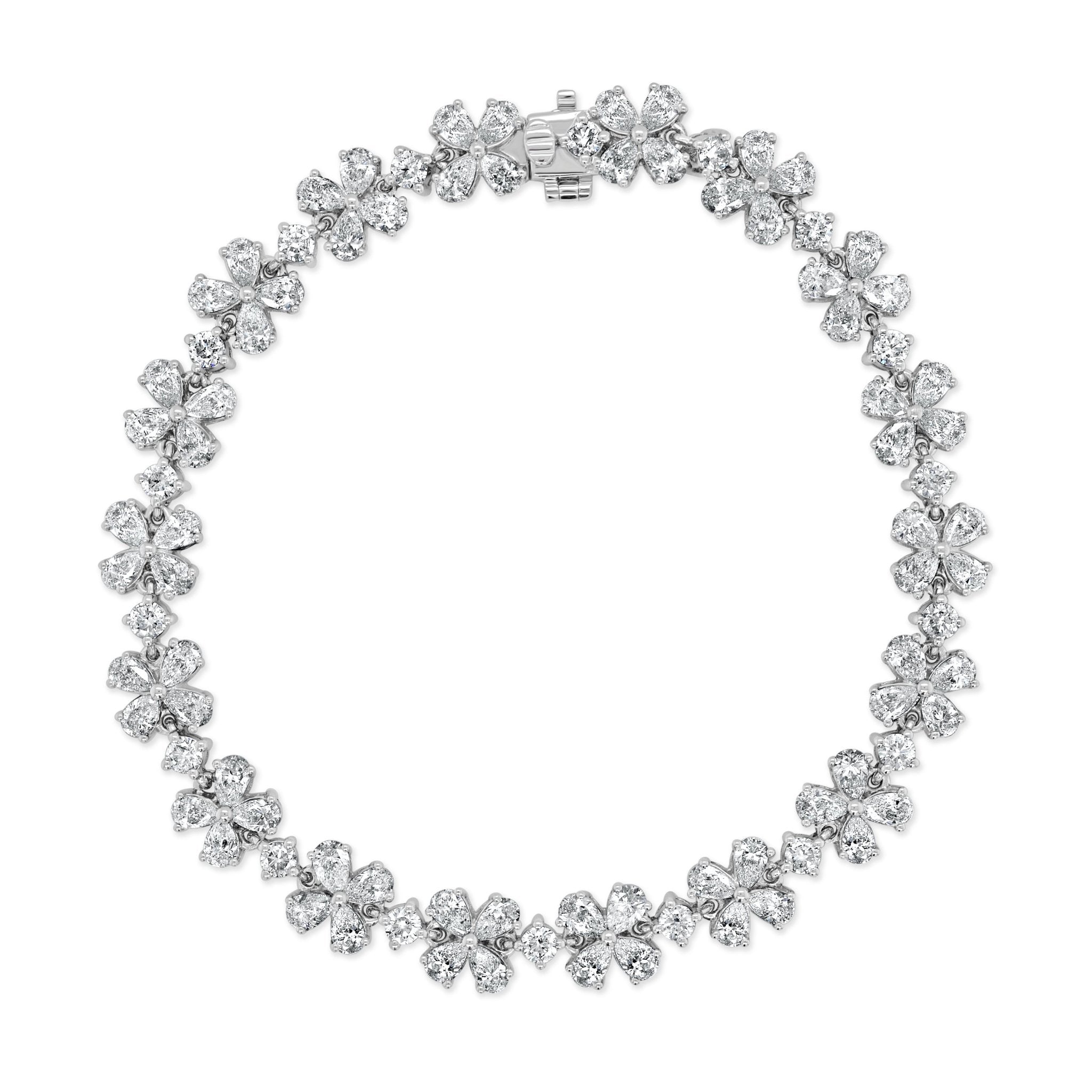 Pear - Shaped Diamond Flower Bracelet