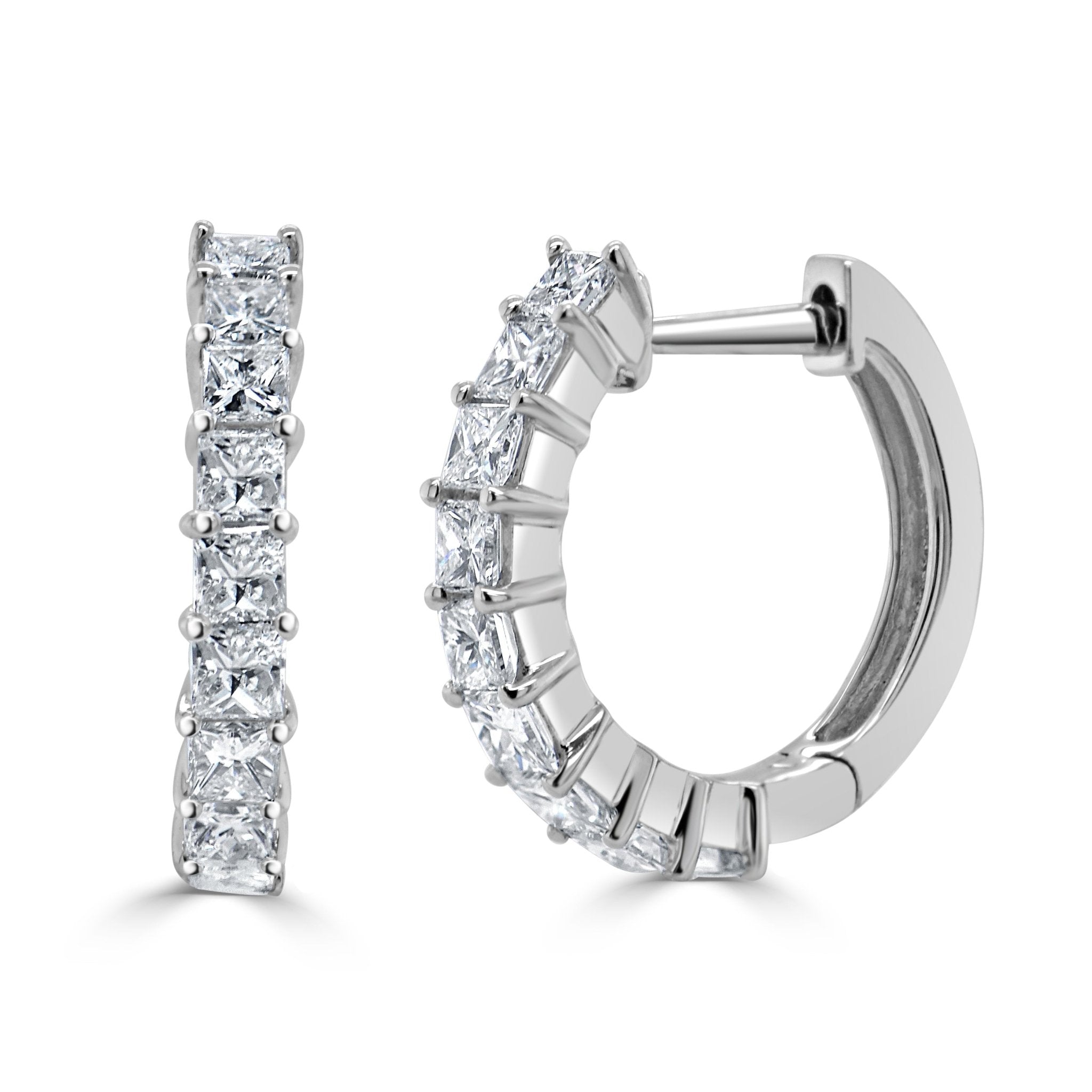 Princess - Cut Diamond Huggie Earrings