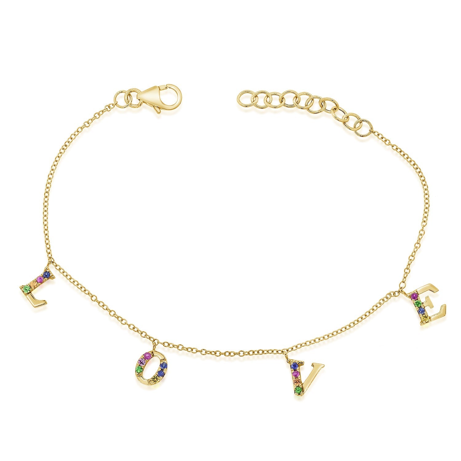 Rainbow Sapphire Love Bracelet