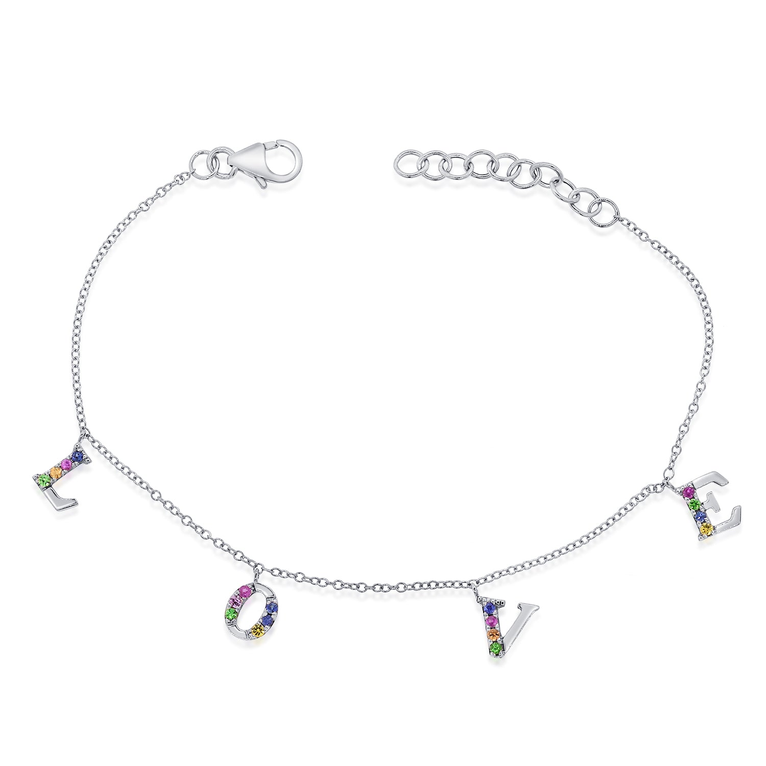 Rainbow Sapphire Love Bracelet