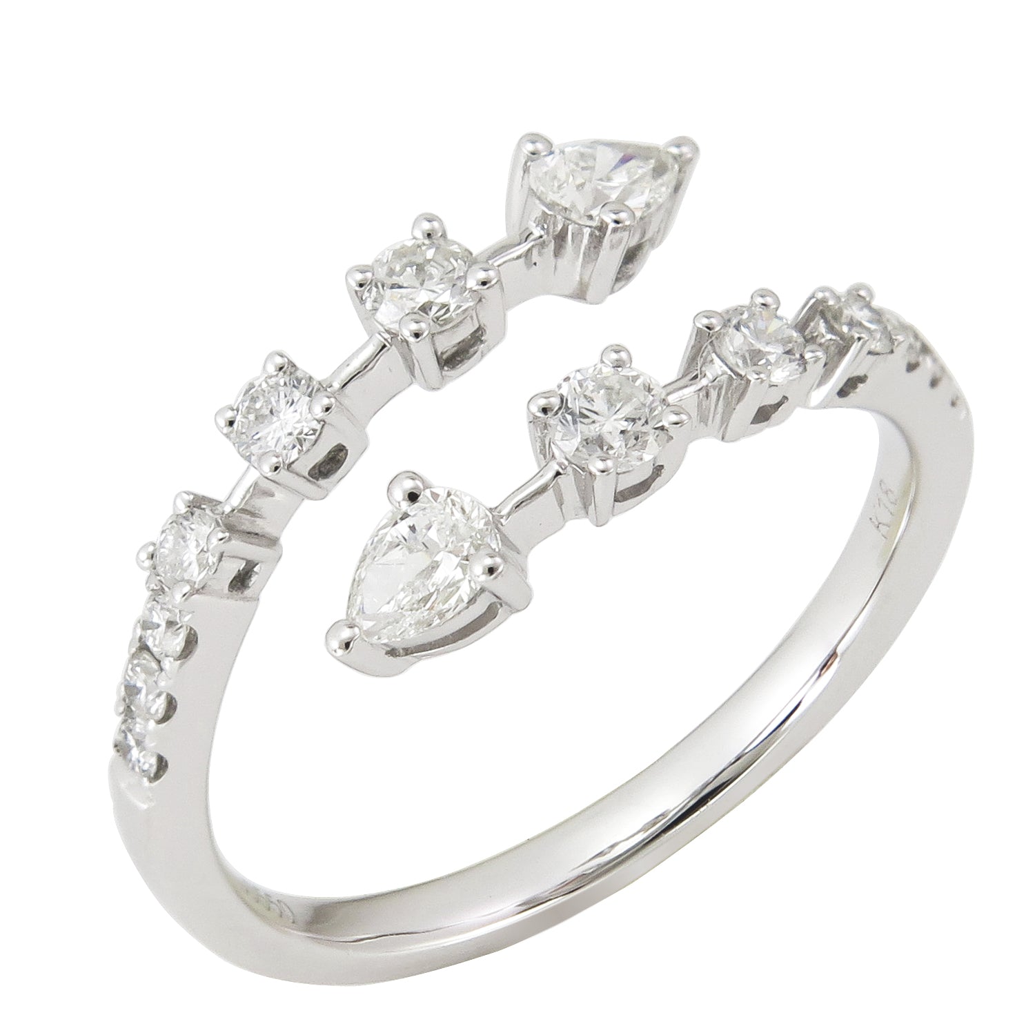 Round Pear - Shape Diamond Open Wrap Ring