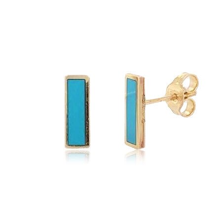 Turquoise Bar Stud Earrings