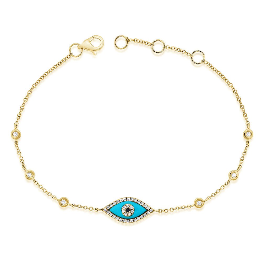 Turquoise Diamond Evil Eye Bracelet