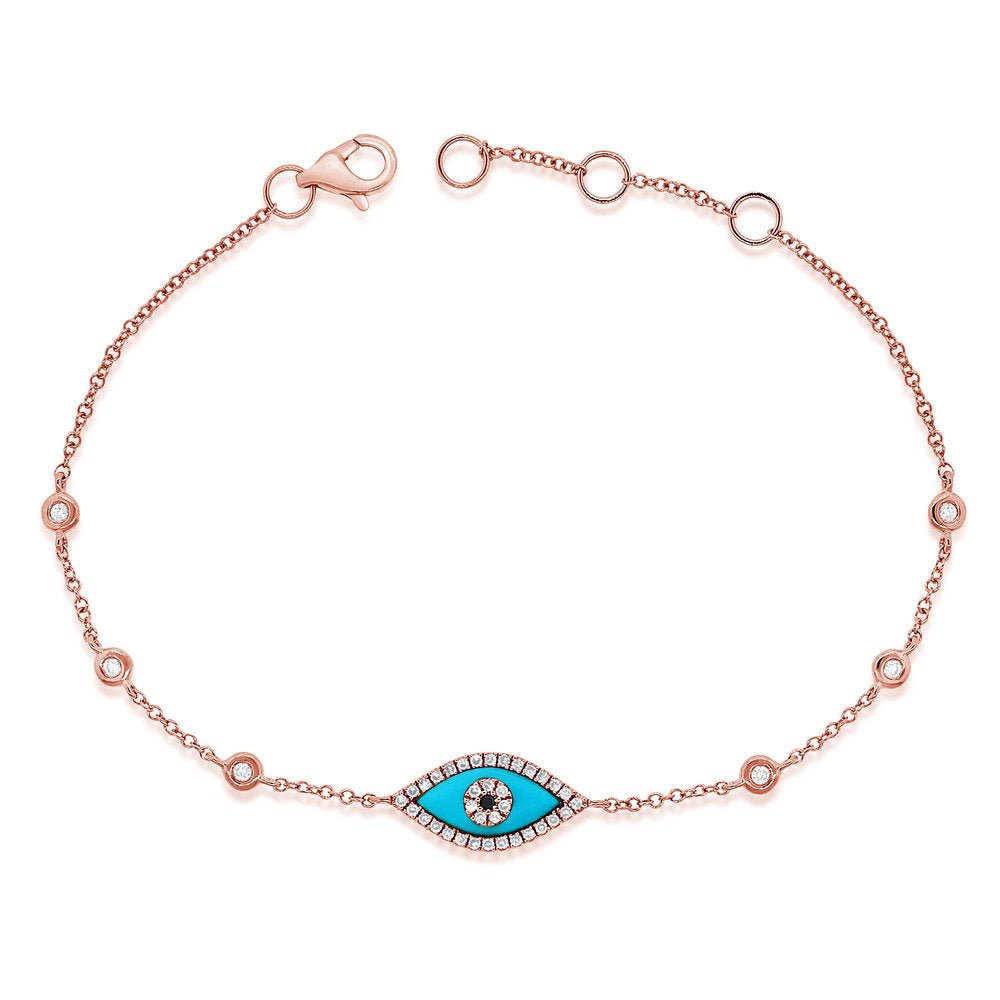 Turquoise Diamond Evil Eye Bracelet
