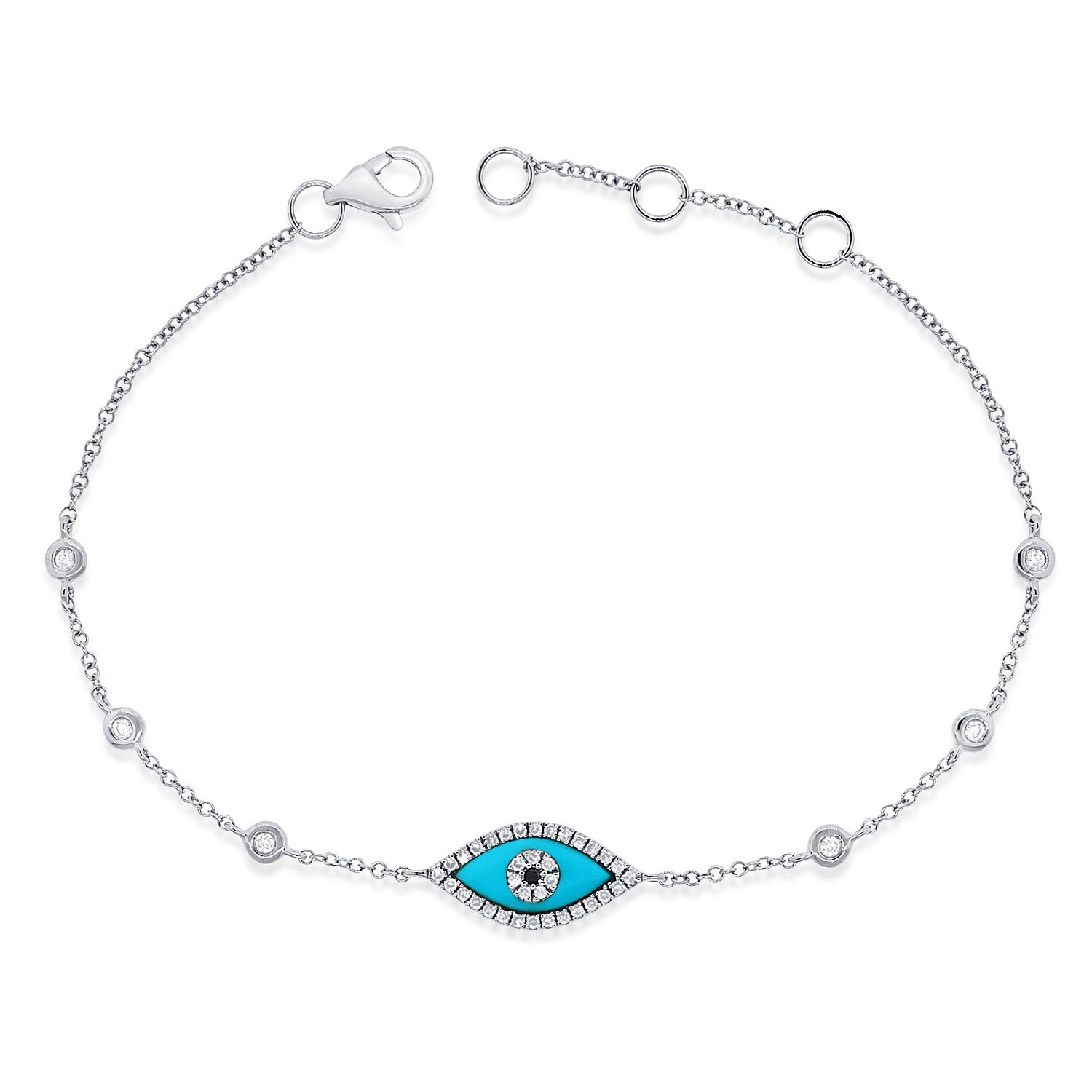 Turquoise Diamond Evil Eye Bracelet
