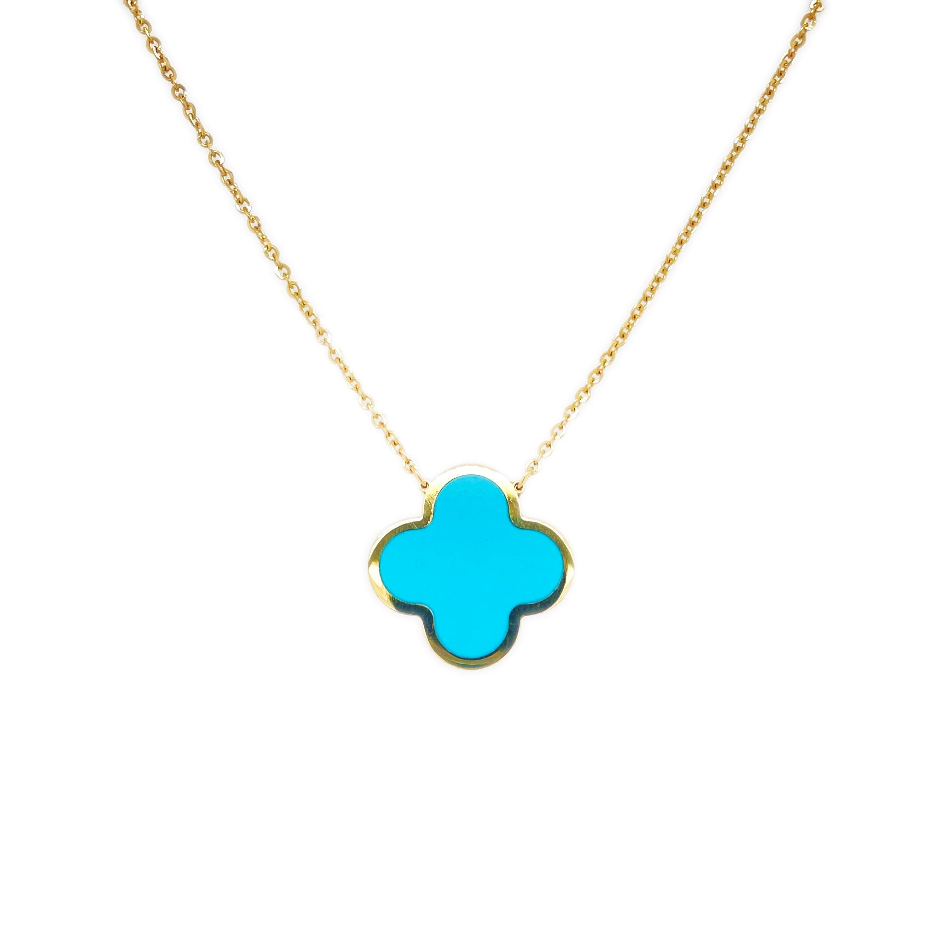 Turquoise Inlay Clover Necklace