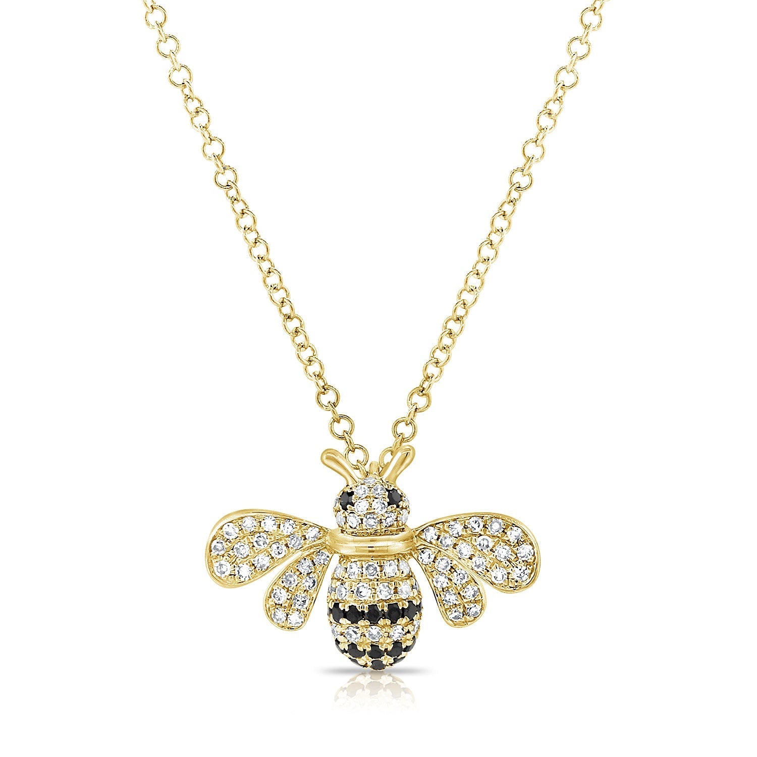 with Black White Diamond Bumble Bee Necklace