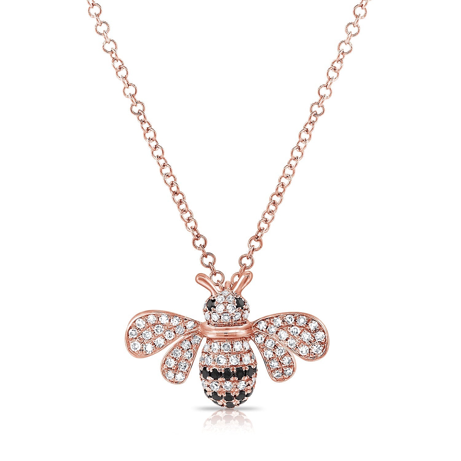 with Black White Diamond Bumble Bee Necklace