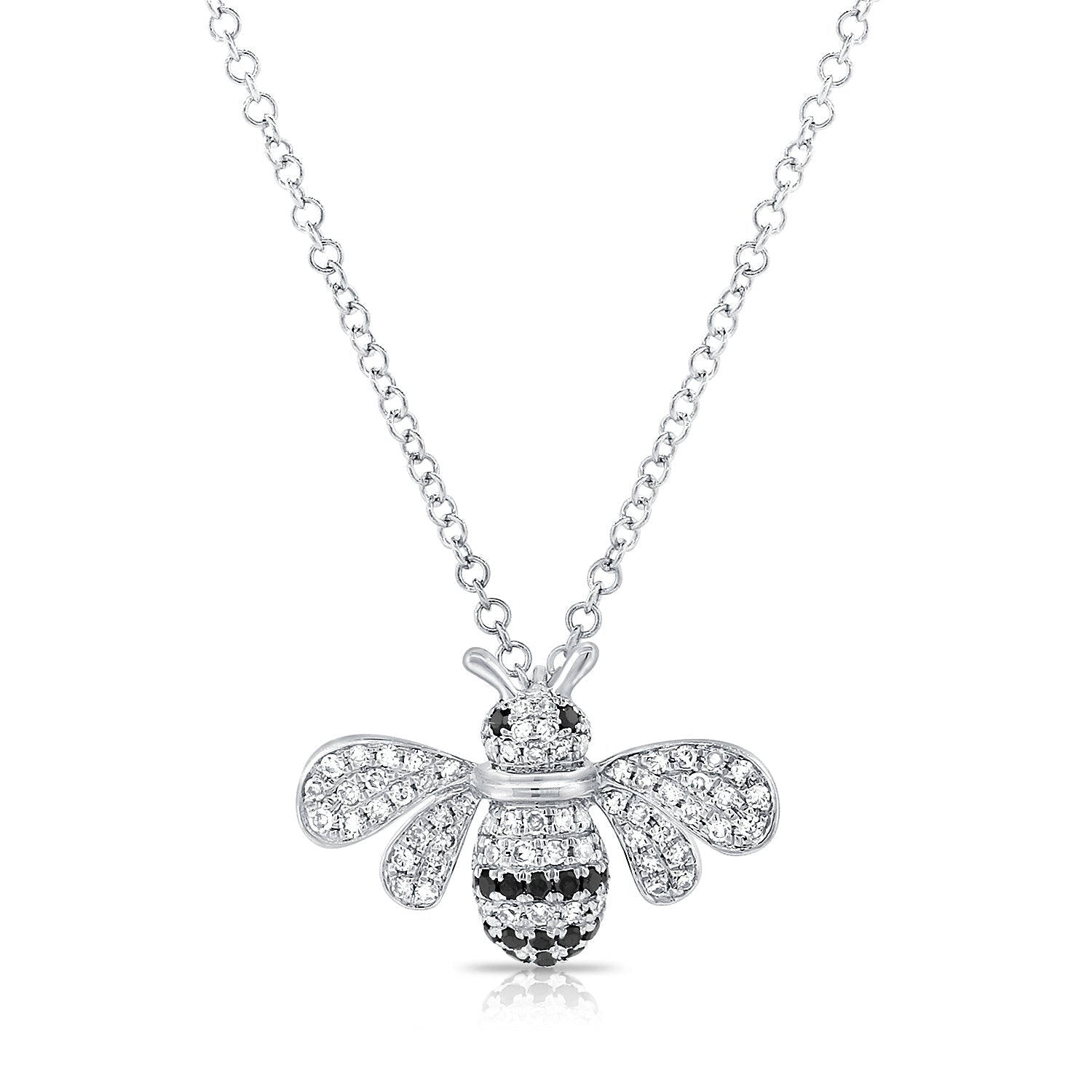 with Black White Diamond Bumble Bee Necklace